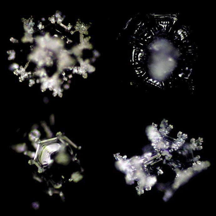 Eiskristallbilder nach Emoto von UV-bestrahltem Wasser ohne UMH Behandlung